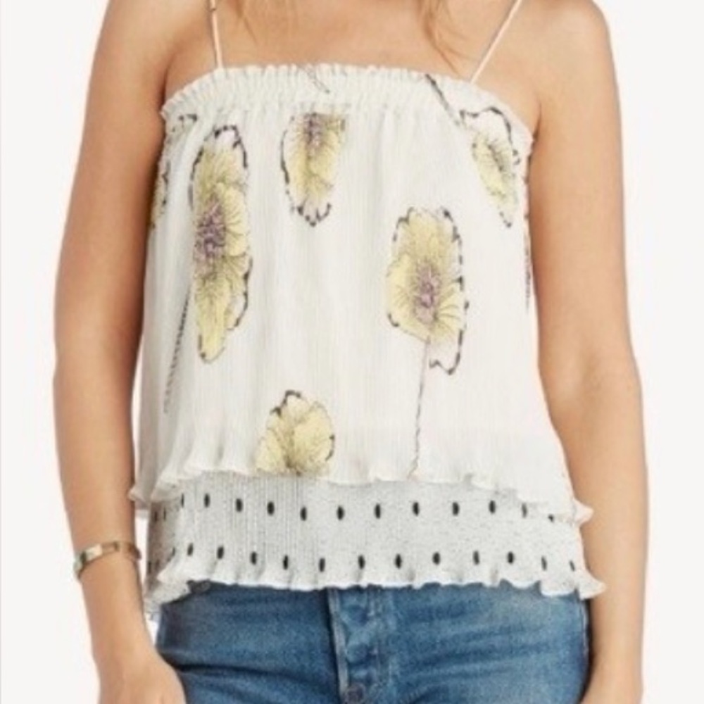 NWT 1.State Present Nature floral Spaghetti Strap Ruffled Top size XL bust 40”